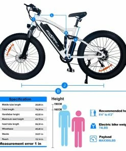 ONESPORT ONES1 Electric Bike 26*4.0 Inch Fat Tires 48V 500W Motor 10Ah Battery 25Km/h Max Speed Shimano 7 Speed - White -rockbros-shop ones1 electric bike 48v 500w motor 10ah battery 34727e 1666340171255