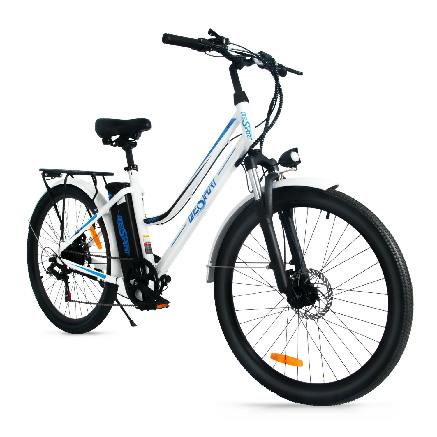ONESPORT BK1 Electric Bike 26 Inch Tires 36V 350W Motor 10Ah Battery 25Km/h Max Speed Shimano 7 Speed Gear Front Suspension And Dual Disc Brakes 120KG Max Load - White 4 ONESPORT BK1 Electric Bike 26 Inch Tires 36V 350W Motor 10Ah Battery 25Km/h Max Speed Shimano 7 Speed Gear Front Suspension And Dual Disc Brakes 120KG Max Load - White - Image 2