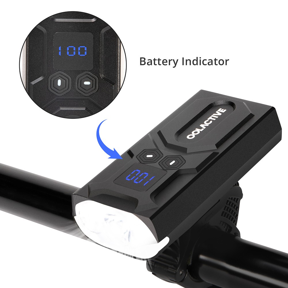 OOLACTIVE YQ-Y20 Bicycle Headlights 5200mAh Battery 1200 Lumes with Battery Indicator - Black OOLACTIVE YQ-Y20 Bicycle Headlights 5200mAh Battery 1200 Lumes With Battery Indicator - Black -rockbros-shop oolactive Y35 Black USB Rechargeable 1200 Lumens Bike Headlight 507085 4