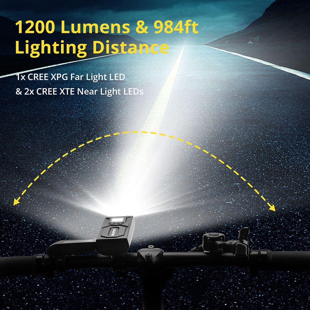 OOLACTIVE YQ-Y20 Bicycle Headlights 5200mAh Battery 1200 Lumes with Battery Indicator - Black OOLACTIVE YQ-Y20 Bicycle Headlights 5200mAh Battery 1200 Lumes With Battery Indicator - Black -rockbros-shop oolactive y35 black usb rechargeable 1200 lumens bike headlight 518433 1656580559529