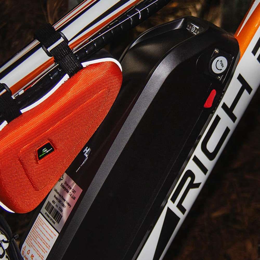 RICH BIT TOP-022 Electric Mountain Bike 26*4.0 Inch Chaoyang Fat Tires 1000W Motor 48V 17AH Battery 35Km/h Max Speed Up To 60km Range Dual Disc Brake LCD Display IP54 Waterproof - White Orange RICH BIT TOP-022 Electric Mountain Bike 26*4.0 Inch Chaoyang Fat Tires 1000W Motor 48V 17AH Battery 35Km/h Max Speed Up To 60km Range Dual Disc Brake LCD Display IP54 Waterproof - White Orange -rockbros-shop rich bit top 022 electric mountain bike 1000w motor 26 white orange 1590660014345