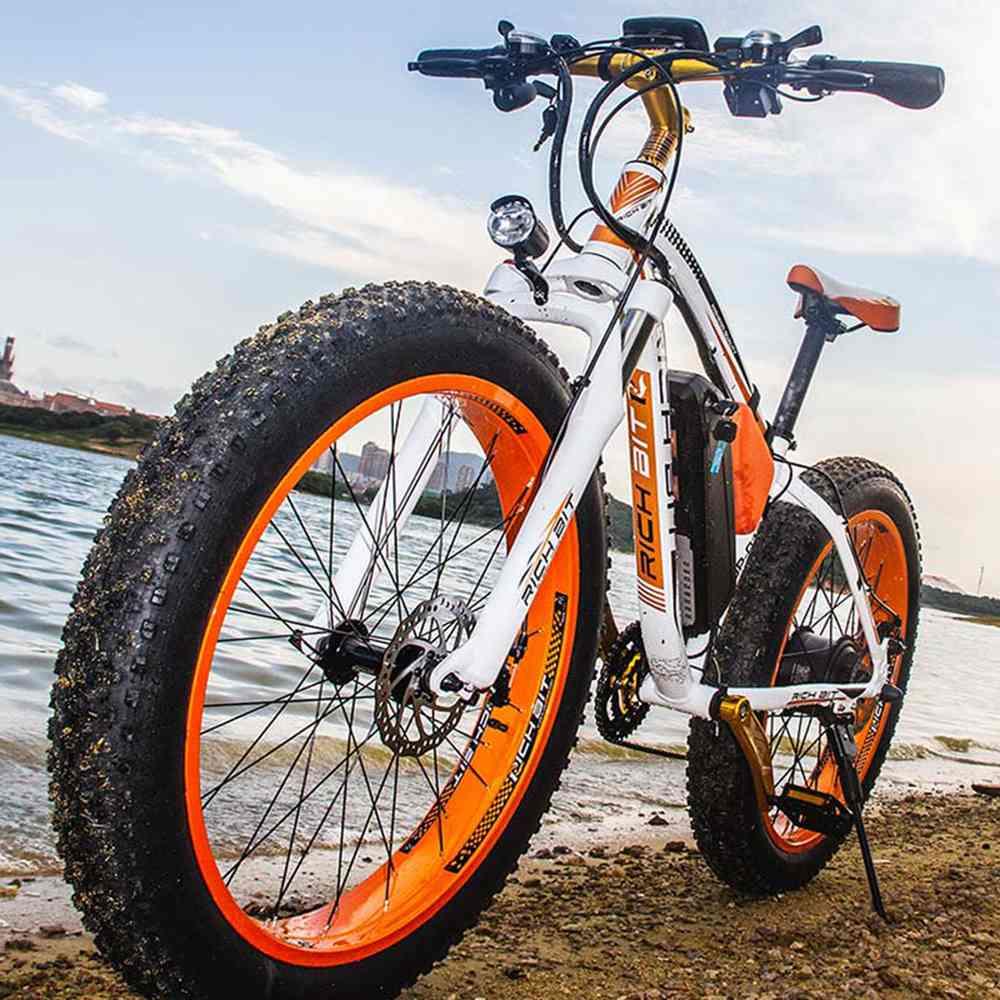 RICH BIT TOP-022 Electric Mountain Bike 26*4.0 Inch Chaoyang Fat Tires 1000W Motor 48V 17AH Battery 35Km/h Max Speed Up To 60km Range Dual Disc Brake LCD Display IP54 Waterproof - White Orange RICH BIT TOP-022 Electric Mountain Bike 26*4.0 Inch Chaoyang Fat Tires 1000W Motor 48V 17AH Battery 35Km/h Max Speed Up To 60km Range Dual Disc Brake LCD Display IP54 Waterproof - White Orange -rockbros-shop rich bit top 022 electric mountain bike 1000w motor 26 white orange 1590660015814