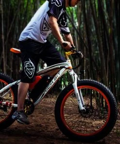 RICH BIT TOP-022 Electric Mountain Bike 26*4.0 Inch Chaoyang Fat Tires 1000W Motor 48V 17AH Battery 35Km/h Max Speed Up To 60km Range Dual Disc Brake LCD Display IP54 Waterproof - White Orange -rockbros-shop rich bit top 022 electric mountain bike 1000w motor 26 white orange 1590660019408