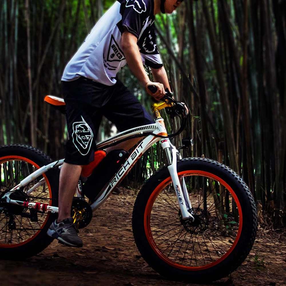 RICH BIT TOP-022 Electric Mountain Bike 26*4.0 Inch Chaoyang Fat Tires 1000W Motor 48V 17AH Battery 35Km/h Max Speed Up To 60km Range Dual Disc Brake LCD Display IP54 Waterproof - White Orange RICH BIT TOP-022 Electric Mountain Bike 26*4.0 Inch Chaoyang Fat Tires 1000W Motor 48V 17AH Battery 35Km/h Max Speed Up To 60km Range Dual Disc Brake LCD Display IP54 Waterproof - White Orange -rockbros-shop rich bit top 022 electric mountain bike 1000w motor 26 white orange 1590660019408