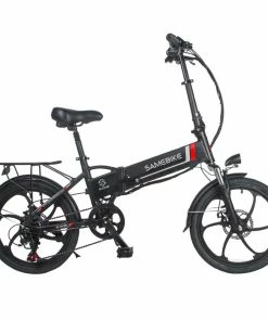 Samebike 20LVXD30 20 Inch Portable Folding Electric Bike 10Ah Battery Shimano 7 Speed Smart Moped Bicycle 350W Motor Max 35km/h Aluminum Alloy LED Front Light Adjustable Heights - Black