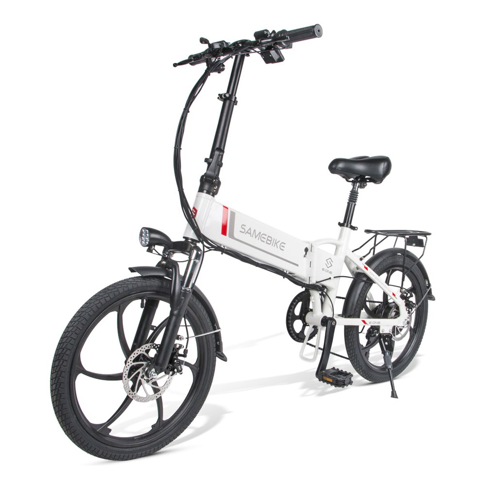 Samebike 20LVXD30 20 Inch Portable Folding Electric Bike 10Ah Battery Shimano 7 speed Smart Moped Bicycle 350W Motor Max 35km/h Aluminum Alloy LED Front Light Adjustable Heights - White Samebike 20LVXD30 20 Inch Portable Folding Electric Bike 10Ah Battery Shimano 7 Speed Smart Moped Bicycle 350W Motor Max 35km/h Aluminum Alloy LED Front Light Adjustable Heights - White -rockbros-shop samebike 20lvxd30 folding electric moped bike white 1574132173697