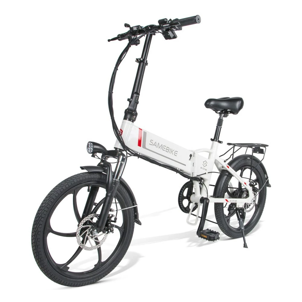 Samebike 20LVXD30 20 Inch Portable Folding Electric Bike 10Ah Battery Shimano 7 Speed Smart Moped Bicycle 350W Motor Max 35km/h Aluminum Alloy LED Front Light Adjustable Heights - White 5 Samebike 20LVXD30 20 Inch Portable Folding Electric Bike 10Ah Battery Shimano 7 Speed Smart Moped Bicycle 350W Motor Max 35km/h Aluminum Alloy LED Front Light Adjustable Heights - White - Image 3
