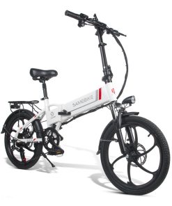 Samebike 20LVXD30 20 Inch Portable Folding Electric Bike 10Ah Battery Shimano 7 Speed Smart Moped Bicycle 350W Motor Max 35km/h Aluminum Alloy LED Front Light Adjustable Heights - White
