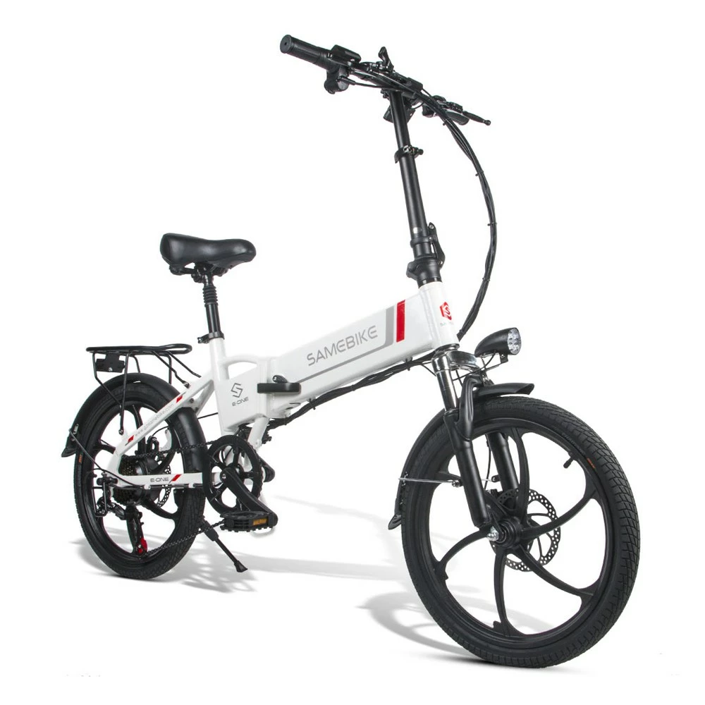 Samebike 20LVXD30 20 Inch Portable Folding Electric Bike 10Ah Battery Shimano 7 Speed Smart Moped Bicycle 350W Motor Max 35km/h Aluminum Alloy LED Front Light Adjustable Heights - White 3 Samebike 20LVXD30 20 Inch Portable Folding Electric Bike 10Ah Battery Shimano 7 Speed Smart Moped Bicycle 350W Motor Max 35km/h Aluminum Alloy LED Front Light Adjustable Heights - White