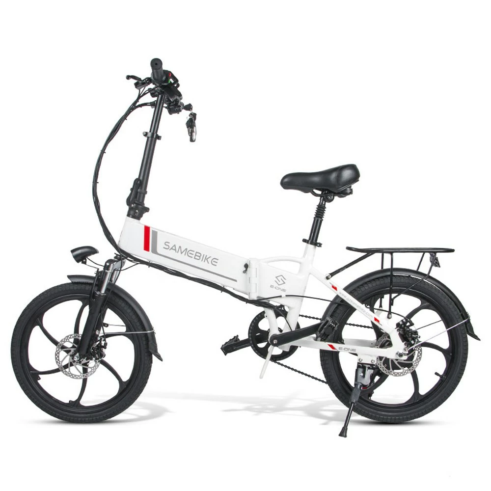 Samebike 20LVXD30 20 Inch Portable Folding Electric Bike 10Ah Battery Shimano 7 Speed Smart Moped Bicycle 350W Motor Max 35km/h Aluminum Alloy LED Front Light Adjustable Heights - White 6 Samebike 20LVXD30 20 Inch Portable Folding Electric Bike 10Ah Battery Shimano 7 Speed Smart Moped Bicycle 350W Motor Max 35km/h Aluminum Alloy LED Front Light Adjustable Heights - White - Image 4