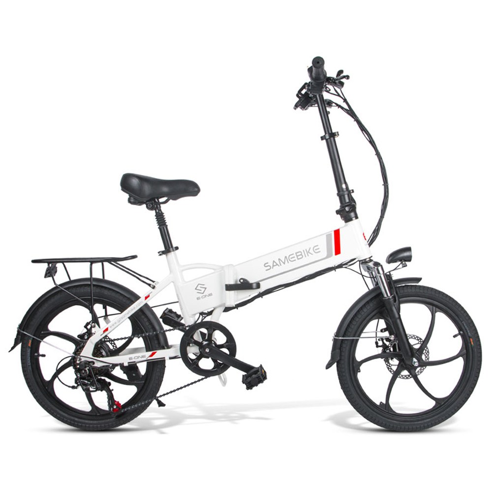 Samebike 20LVXD30 20 Inch Portable Folding Electric Bike 10Ah Battery Shimano 7 speed Smart Moped Bicycle 350W Motor Max 35km/h Aluminum Alloy LED Front Light Adjustable Heights - White Samebike 20LVXD30 20 Inch Portable Folding Electric Bike 10Ah Battery Shimano 7 Speed Smart Moped Bicycle 350W Motor Max 35km/h Aluminum Alloy LED Front Light Adjustable Heights - White -rockbros-shop samebike 20lvxd30 folding electric moped bike white 1574132174608