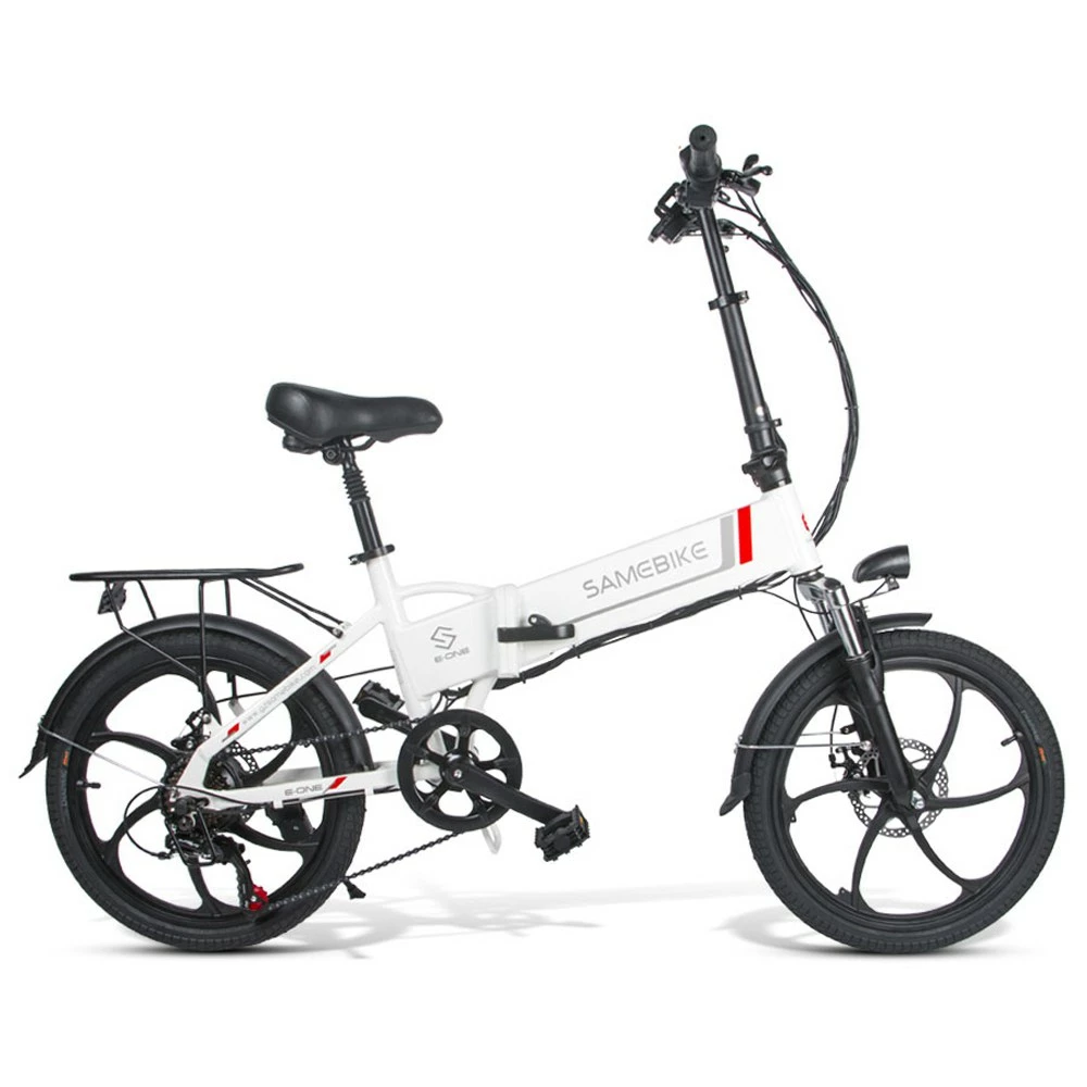Samebike 20LVXD30 20 Inch Portable Folding Electric Bike 10Ah Battery Shimano 7 Speed Smart Moped Bicycle 350W Motor Max 35km/h Aluminum Alloy LED Front Light Adjustable Heights - White 4 Samebike 20LVXD30 20 Inch Portable Folding Electric Bike 10Ah Battery Shimano 7 Speed Smart Moped Bicycle 350W Motor Max 35km/h Aluminum Alloy LED Front Light Adjustable Heights - White - Image 2
