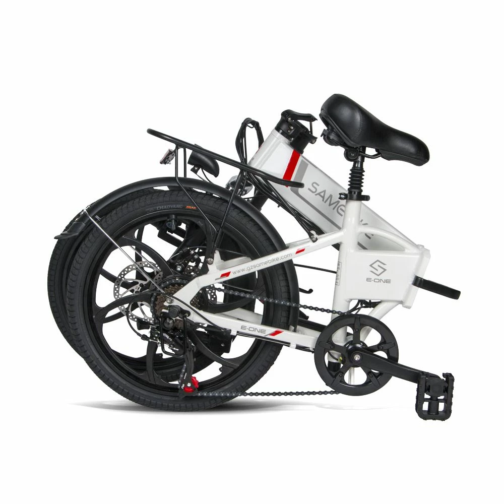 Samebike 20LVXD30 20 Inch Portable Folding Electric Bike 10Ah Battery Shimano 7 Speed Smart Moped Bicycle 350W Motor Max 35km/h Aluminum Alloy LED Front Light Adjustable Heights - White 7 Samebike 20LVXD30 20 Inch Portable Folding Electric Bike 10Ah Battery Shimano 7 Speed Smart Moped Bicycle 350W Motor Max 35km/h Aluminum Alloy LED Front Light Adjustable Heights - White - Image 5