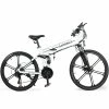 SAMEBIKE LO26 II Smart Folding Electric Moped Bike 500W Motor 10Ah Battery Max 35km/h SHIMANO 21 Gear Pure Electric Mode 35-40km Max Range 26 Inch Magnesium Alloy Rim Wheel - White -rockbros-shop samebike lo26 ii folding electric bike 500w motor max 35km h black 1628326881753