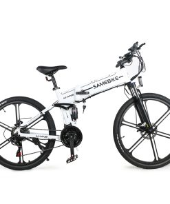 SAMEBIKE LO26 II Smart Folding Electric Moped Bike 500W Motor 10Ah Battery Max 35km/h SHIMANO 21 Gear Pure Electric Mode 35-40km Max Range 26 Inch Magnesium Alloy Rim Wheel - White