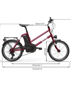 YADEA YT300 20 Inch Touring Electric City Bike 250W OKAWA Mid Drive Motor SHIMANO 7-Speed Rear Derailleur 36V 7.8Ah Removable Battery 25km/h Max Speed Up To 60km Max Range LED Headlight - Red -rockbros-shop yadea yt300 20 inch touring electric city bike white 1623926429876
